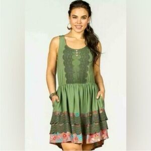 Matilda Jane Light Rising Sage Green Lace Fit and Flare Dress Size XS